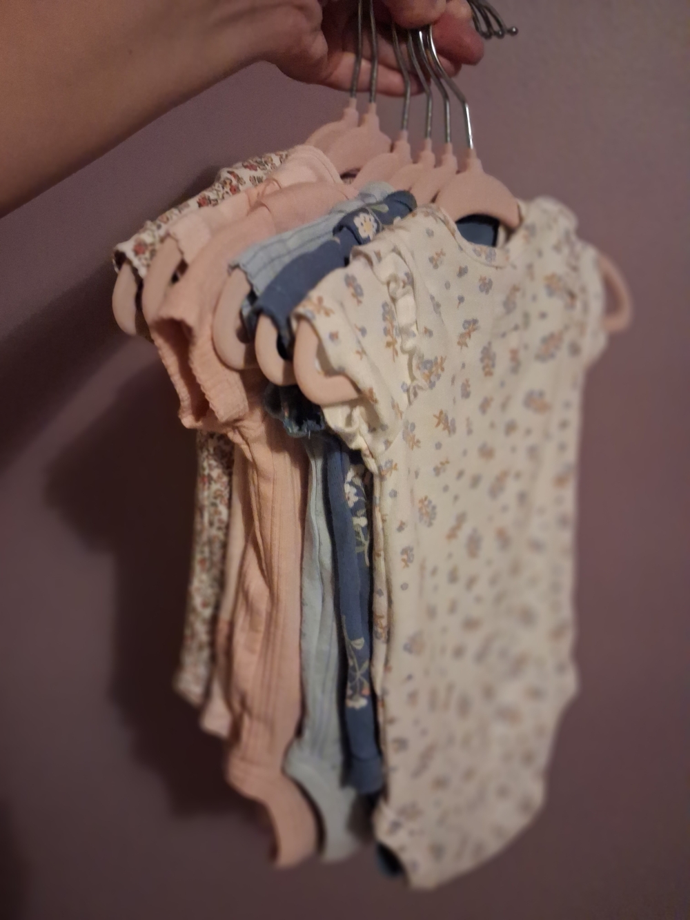 Carter's Pastel Pink, Blue & Cream Floral Onesie Bundle